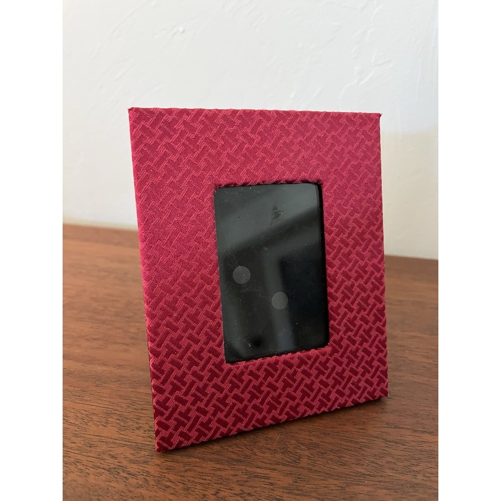 Tommy Hilfiger Photo Picture Frame Fabric Covered Logo Spell Out Red 2"x3" RARE